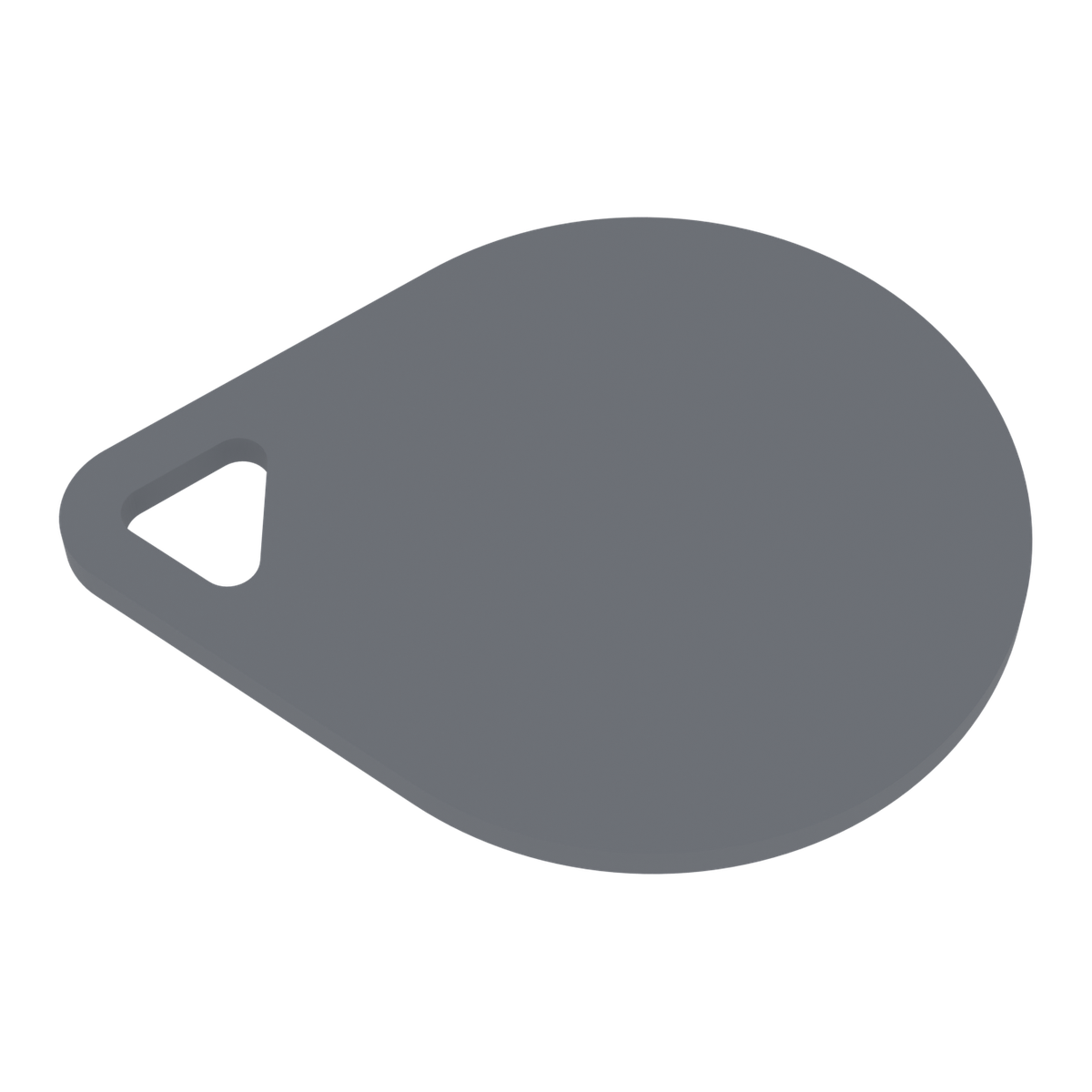 3D render of the Pet Tag: a flat teardrop tag with a keyring hole